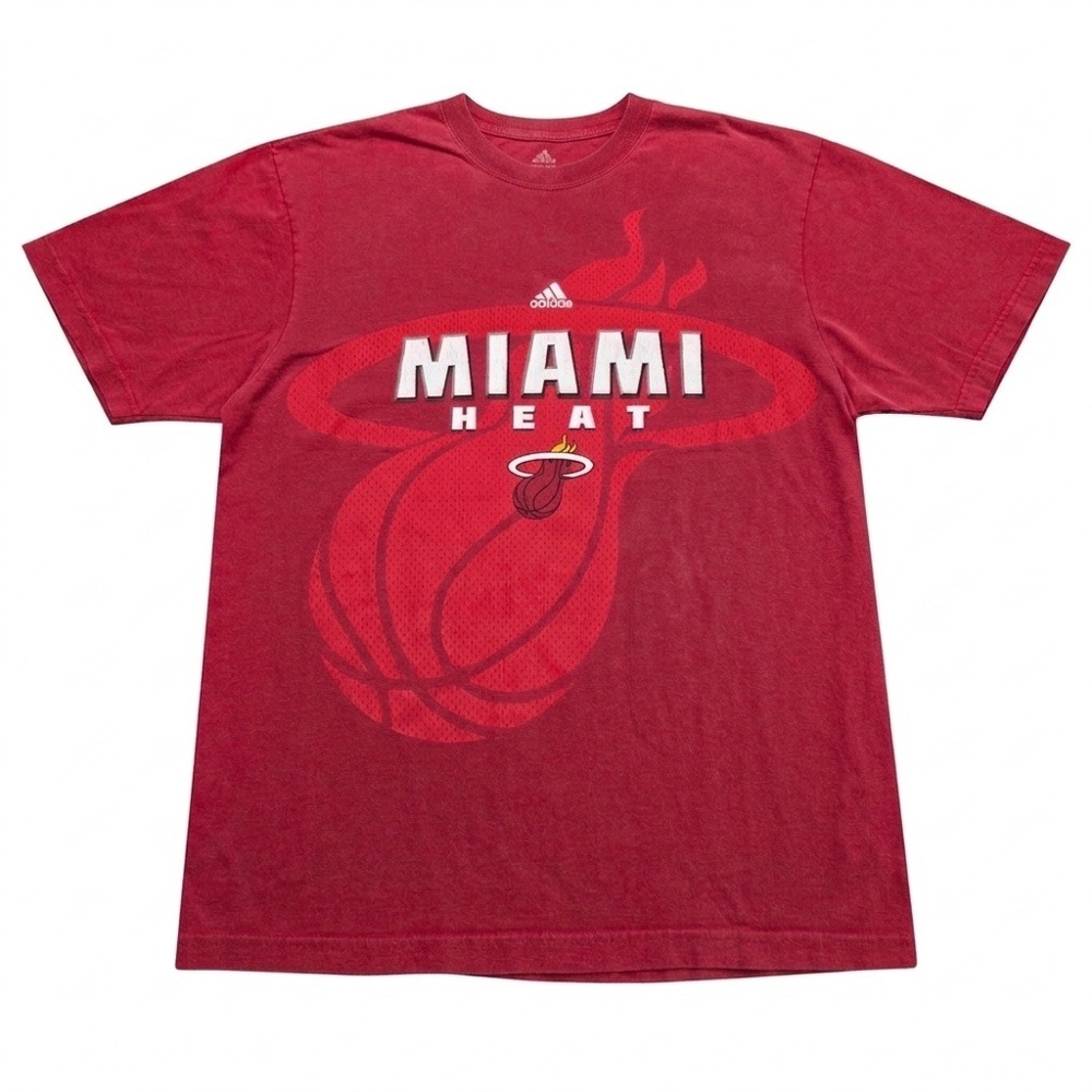 Miami Heat T-Shirt‎ Adult XL Red Adidas NBA Basketball Graphic Tee Short Sleeve